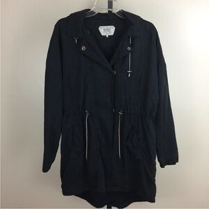 Zara Parka Coat Jacket Hooded Classic Casual Outdoor Hiking Black Size M